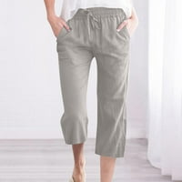 USMIXI ženske elastične strugove utrošene pantalone udobne lagane pamučne pantalone hlače modne matične