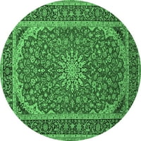 Ahgly Company u zatvorenom okruglom medaljonima smaragdno zelene tradicionalne prostirke, 7 'kruga