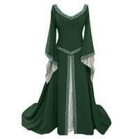 Haljine za žene čišćenje ženskog dugih rukava V-izrez Srednjovjekovna haljina podne duljina cosplay
