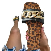 DMQupv vjenčane sandale za žene ravne papuče papuče ravne dno dno sudjele nejasne papuče sandale leopard