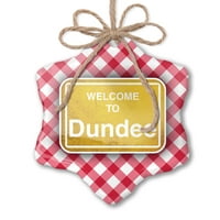 Ornament tiskani jedno oboren žuti put Znak Dobrodošli u Dundee Christmas Neonblond