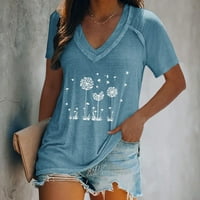Žene Moderan V-izrez Print Pulover Ležerne majica s kratkim rukavima Plava