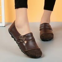 FAU kožne kopče Comfort cipele Udobne loafer Loafers Brown Stanovi Cipele Žene Božićne veličine 42