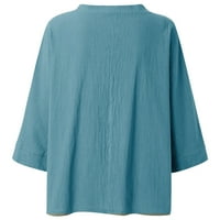 Žene Ležerne prilike O-izrez Solid posteljina Majica Labavi pulover TOP BLOUSE Blue XXL