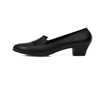 Gomelly Dame Loafers Slip na petama Chunky haljina cipele retro uredske cipele Žene žene crne, kože