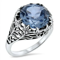 Carat aqua plavi sterling srebrni antikni stil filigranski prsten # 325