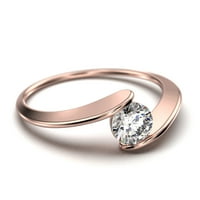 Prekrasan pasijans Carat Round Cut Diamond Moissanite Jedinstveni zaručni prsten, Klasični vjenčani