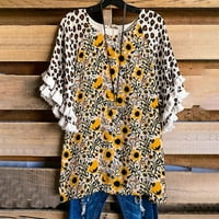 ŽENSKE PLUS VELIČINE, ženska majica Ljetni casual vrhovi prevelizirani cvjetni bluza za ispis suncokreta