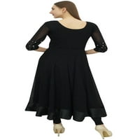 Atasi Crni dizajner za vez Georgettte Anarkali odijelo Set ženske odjeće-26