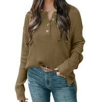 Kpoplk ženski rebrani džemper s rebrastim džemper-džemper jesen dugi rukav pulover vrhovi labavo bluza