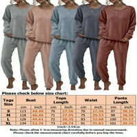 Colisha S-XL Ležerne pidžame postavio je dugih rukava za spavanje za žene pune boje u okruglom vratu
