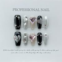 Damol Pearl Shine Multi-Color French Nail Press na noktima za svakodnevno habanje bijelim okruglim lažnim