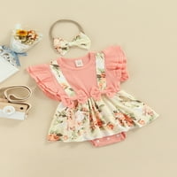 Dojenčad za djevojčice za djevojčice Ljetne miševine, ruffled flyne rukave cvjetno tiskane haljine nalik
