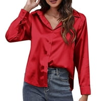 Satenska majica Ženska bluza Imitacija svilene majice s dugim rukavima Modna žena Business Dression