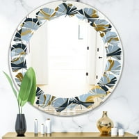 Art DesimanArt 'Zlatni mramorni dizajn IV' tiskani moderni okrugli ili ovalni zidni ogledalo - lišće