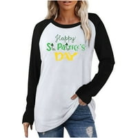 Dobra sretna krasta dukserica Žene St. Patrick's Day Boja bloka dugih rukava Majica sa dugim rukavima Lose Comfy pulover vrhovi