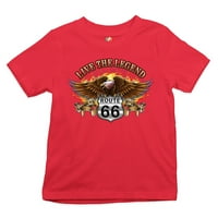 TEE Hunt uživo Legend America autocesta za majicu za mlade Route Wald Eagle djeca, crvena, x-velika
