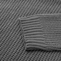 Ecqkame Ženska klasična-fit lagana dugačak rukavac dugim rukavama prevelizirani čvrsti pulover Jumper