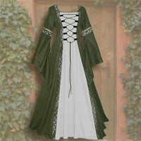JMntiy Fashion Women Patchwork Casual Vintage Podne Dužina Gothic Cosplay haljina