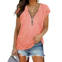 Košulje za žensku kontrastnu kontrastnu boju kratkih rukava Top pulover zveznicu Pink XL
