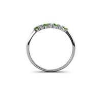 Green Garnet i dijamantni kamen vjenčani trakit 0. CT TW u 14K bijelo zlato .Size 6.5