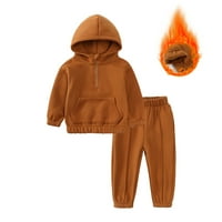 Godderr Kids Baby Winter Fleece Trups Duks Top i hlače Set za jesen, 1-7Y Unise Toddler Topla gusta