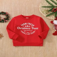 Canrulo Toddler Baby Girgin Božićna odjeća Dugih rukava Pismo Ispisano dukserica Pulover Top džemper, jesen odredbe crvene 6-mjeseci