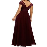 Yilvust žene elegantna maxi duga večernja haljina čipkaste patchwork košulja V izrez visoka struka haljina