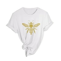 Ljetna bluza za žene s dugim rukavima ženske proljeće ljetne pčele tiskane kratkih rukava o vratu majica