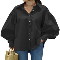 Cindysus Women Elegantne solidne boje TO-a Dame Plain Bluza Vintage Work Dugme Down Retro Tunic Majica