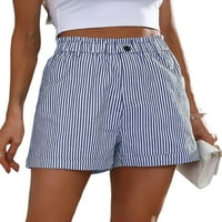 Žene mini pantalone prugaste kratke hlače High struk ljeto plaže kratke hlače dame dame baggy dno odmor
