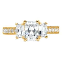 1. CT Emerald Cut originalni kultivirani dijamant VS1-VS G-H 18K žuta zlatna Trobona Obećaj vjenčanja