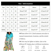 Ljetne haljine za žene kratki rukav Boemski boemski cvjetni a-linijski datum V-izrez Dress Blue XXXL
