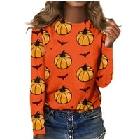 Nastavnička majica stabilna odjeća ženski modni casual dugih rukava Halloween Print okrugli vrat Pulover