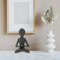 Etereauty Alien Skulptura za kipu Sjedeći figurini joga meditira NLO ornament Desktop MeditacijaLawn