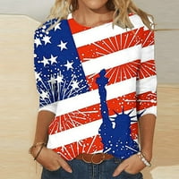 Žene V izrez 4. jula Patriotska majica Američka zastava Star Striped Striped kratkih rukava Košulje Sjeverna majica Majice