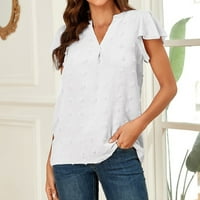 Ženske ljetne bluze V izrez rucff kratki rukav Točke za ljetne majice Dots Elegant Chiffon bluza