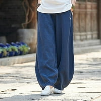 Dasayo Žene Ležerne prilike Palazzo duge hlače Čvrsto široka noga pantalona sa džepovima labave elastične strugove