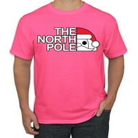 Wild Bobby, Logo Parodija Santa Claus The North Pole Božićni muškarci Grafički tee, Neon Pink, Mala
