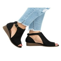 Sandale za žene za žene Ljetne haljine cipele kopče kaiš peep toe sandala siva veličina 10