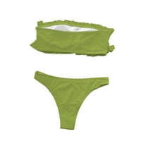 Ženski kupaći kostimi seksi Split bikini, rufšeni punog kostim za žene za žene zelene m