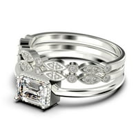 Minimalistički 2. karatni smaragdni rez dijamantski moissan zaručni prsten, vjenčani prsten u sterlingu
