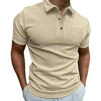 Corashan Muns Ljetni vrhovi Muški wa-ffle kratki rukav košulje za ruke Golf Majica Solid Color na otvorenom
