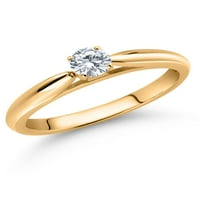 Gem Stone King 10k žuti zlatni pasijans zaručni prsten zauvijek klasični okrugli moissan
