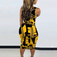 Ženska ogrlica bez rukava na dnu Dno haljina za ispis sa HIP Wrap Yellow + XXL