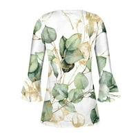 Qolati Dugme Down majice za žene rukav sa labavim FIT-om Dressy casual bluze Ležerne prilike cvjetne