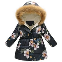 Dječja odjeća za djevojčice Toddler Baby Girls Boys Winter Cvjetni debeli jakni s kapuljačom Vjetroottni