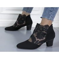 Colisha Womens High Heel Boot čipke modne čizme Udobne cipele za gležnjeve Office niske telefne cipele