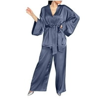 Oalirro pidžama za žene Postavite Ležerne prilike sa dugim rukavima s dugim hlačama domaća odjeća dvodijelna