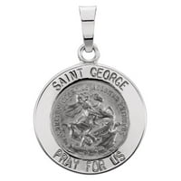 14k bijelo zlato St. George religiozni medalji Privjesak ogrlica nakit pokloni za žene - 1. grama